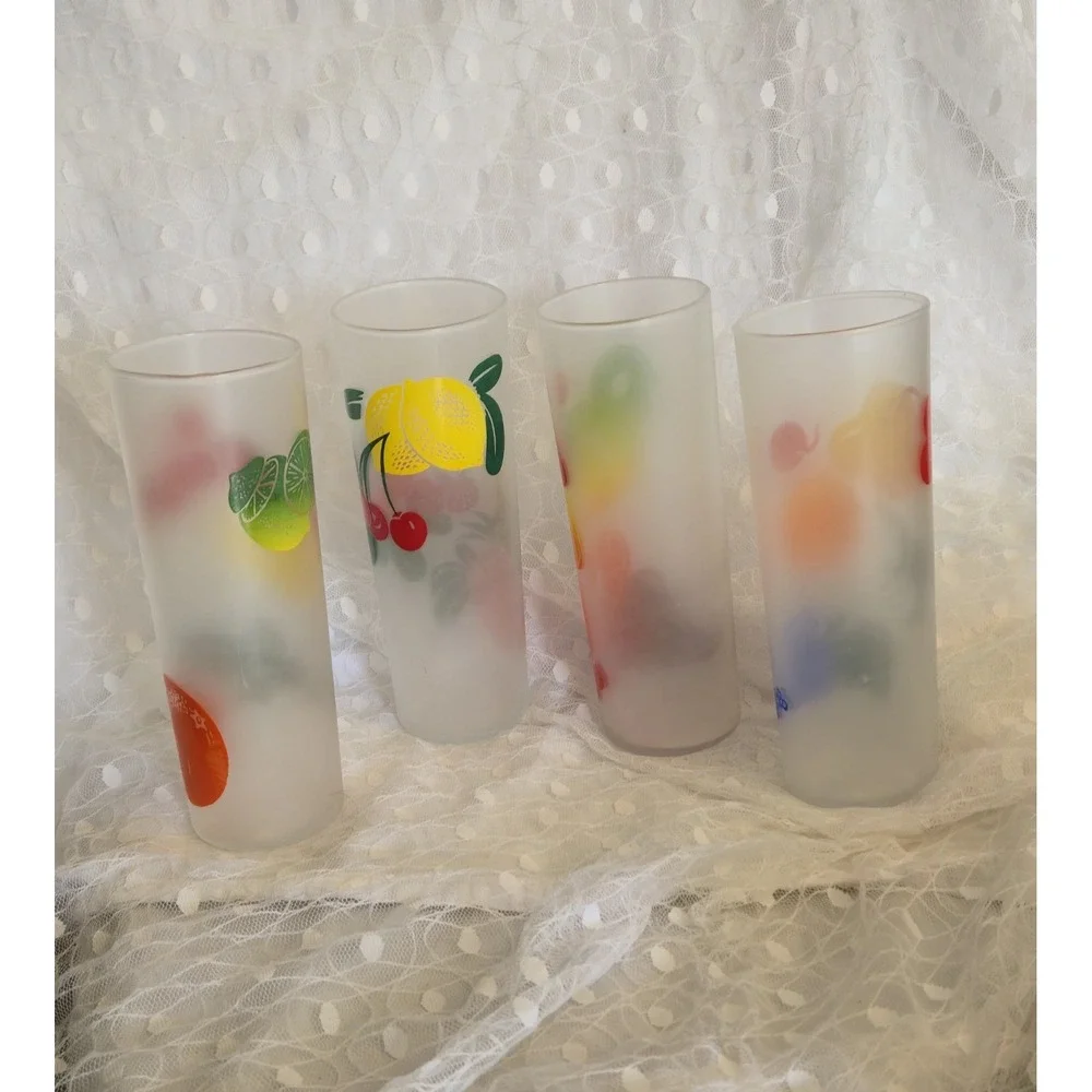 Vintage Federal Highball Glasses 4 Tom Collins Zombie Fruit MCM TIKI Tropical